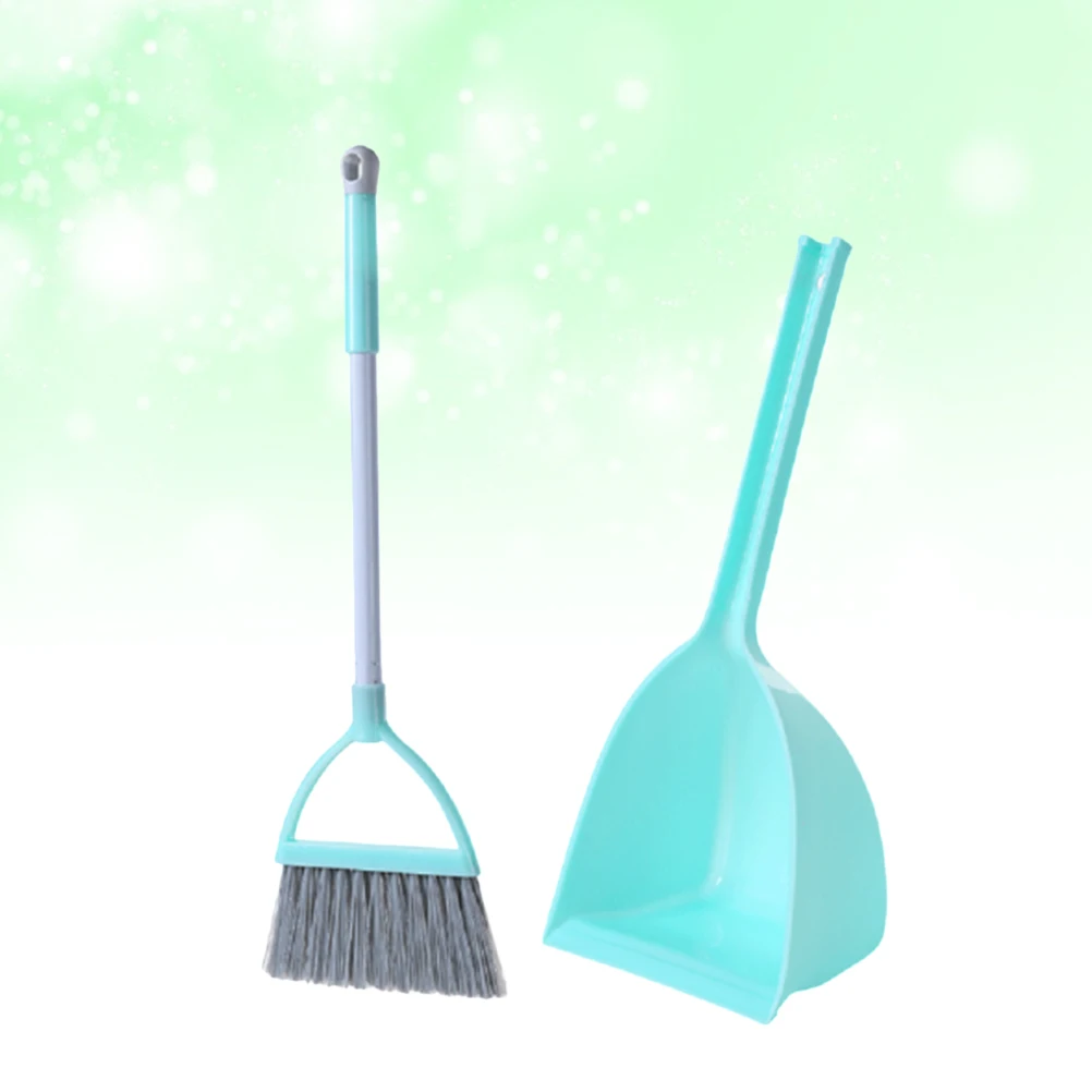 

Children Mini Broom Dustpan Set Mint Green Educational Toys Kids Pretend Play Little Housekeeping Helper