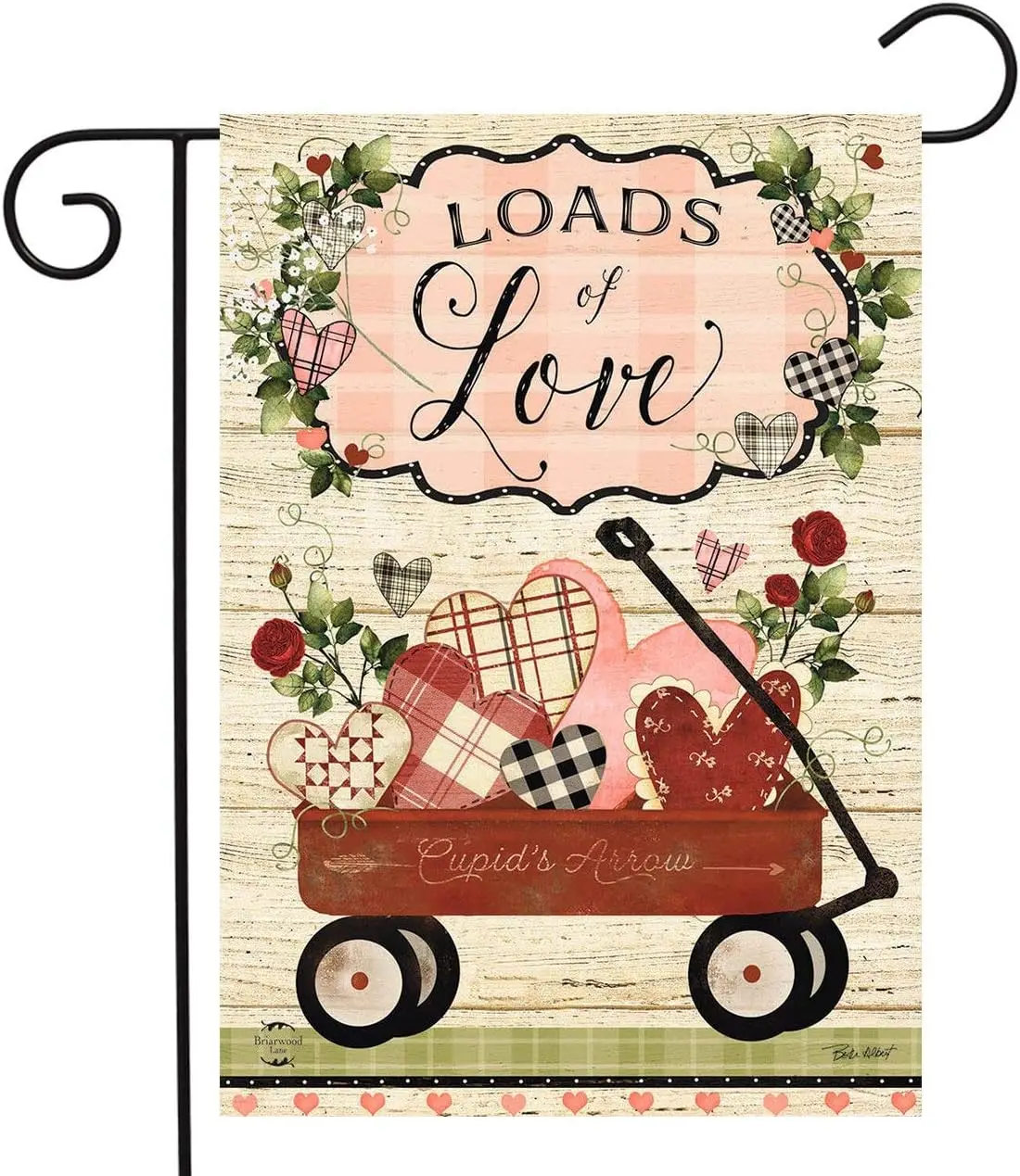 Briarwood Lane Valentines Garden Flags for Outside 12x18 for Outdoor Loads of Love Wagon Valentines Day Garden Flag for Valentin