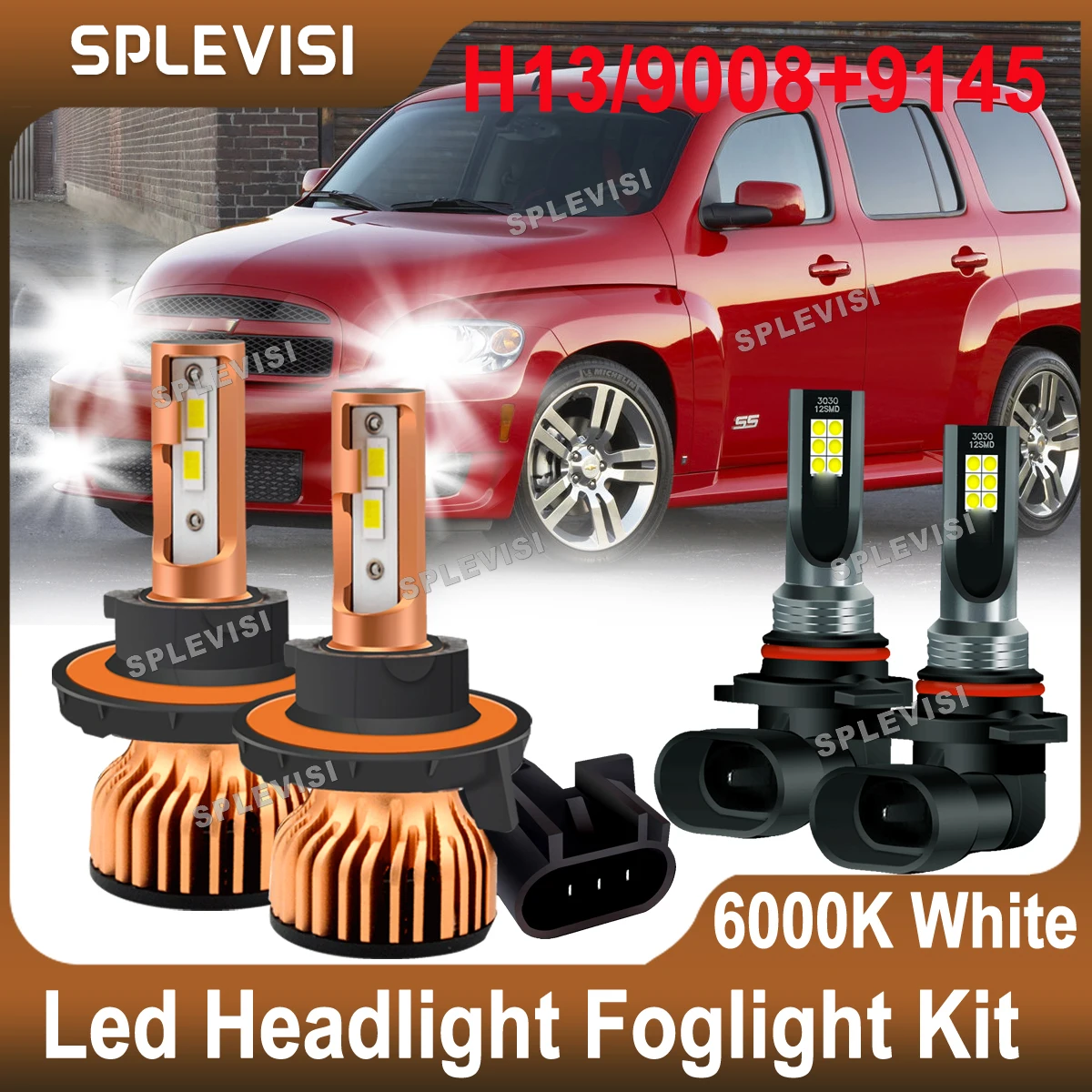 

H13/9008 Led Headlight High Low Beam 9145/H10 Led Foglamp Kit Replace For Chevrolet HHR 2006 2007 2008 2009 2010 2011 HID White