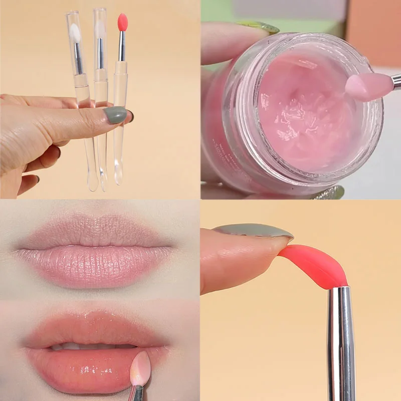 1/3PC Silicone Lip Brush com Capa Portátil Soft Lip Balm Aplicador Multifuncional Batom Lipgloss Sombra Maquiagem Escovas