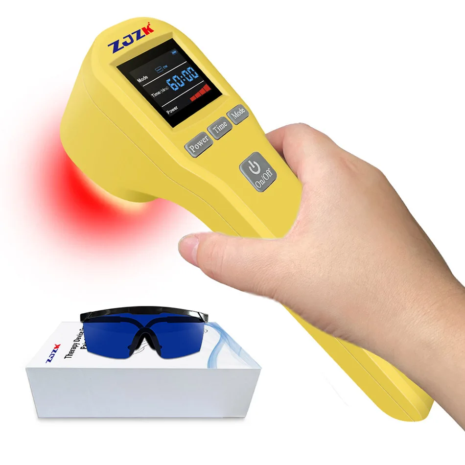 

ZJZK Cold Laser Injury Pain Management for Wound Healing Laser Pain Relief With Pulse & Continuous Modes 4x808nm 16x650nm 880mW