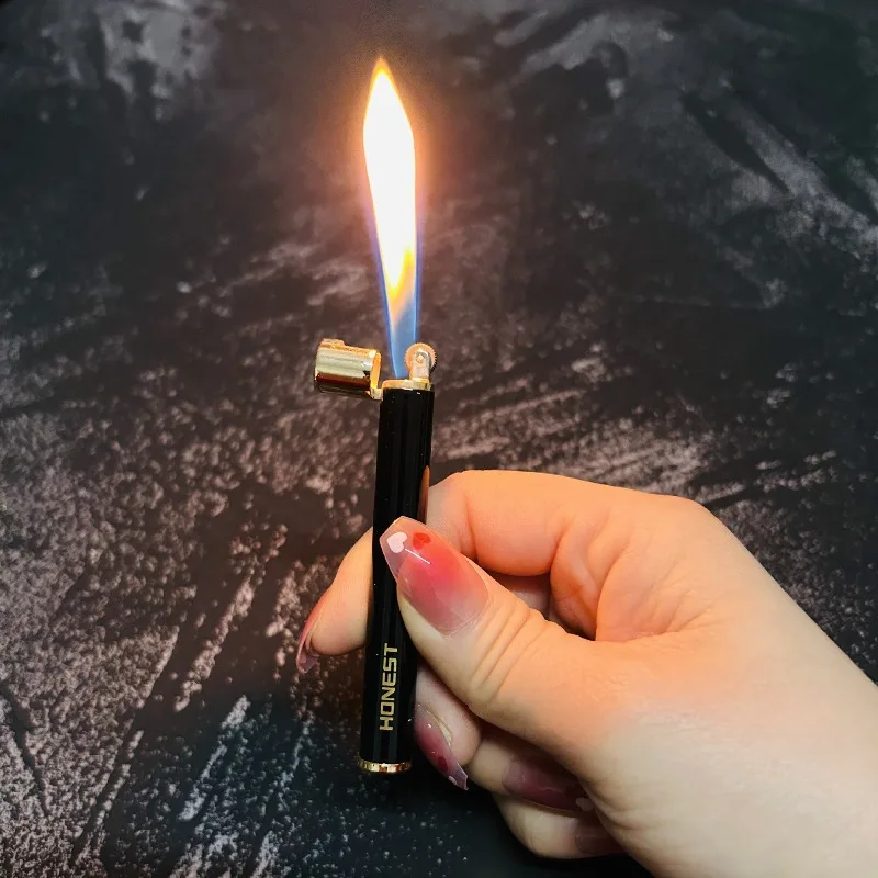 

Slim Lighter Mini Portable Compact Black Alloy Cigarette Lighter Men's Smoking Accessories Gift