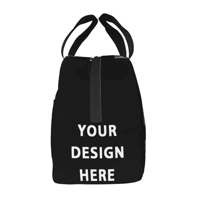 Your Design Here Lunch Bag Portable Custom Logo Letter Print Cooler Thermal Insulated Bento Box For Women Kids Food Tote Bags