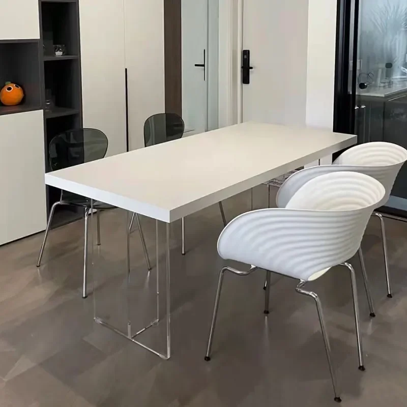 

Transparent Acrylic Table Modern Rectangular Design Nordic Dining Table Luxury White Mesa De Jantar De 4 Cadeiras Home Furniture