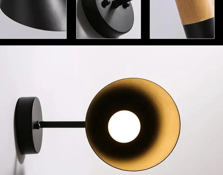 

Replica Modern Vintage Wood Wall Lights Creative Iron Wall Lamp Modern Sconce Light