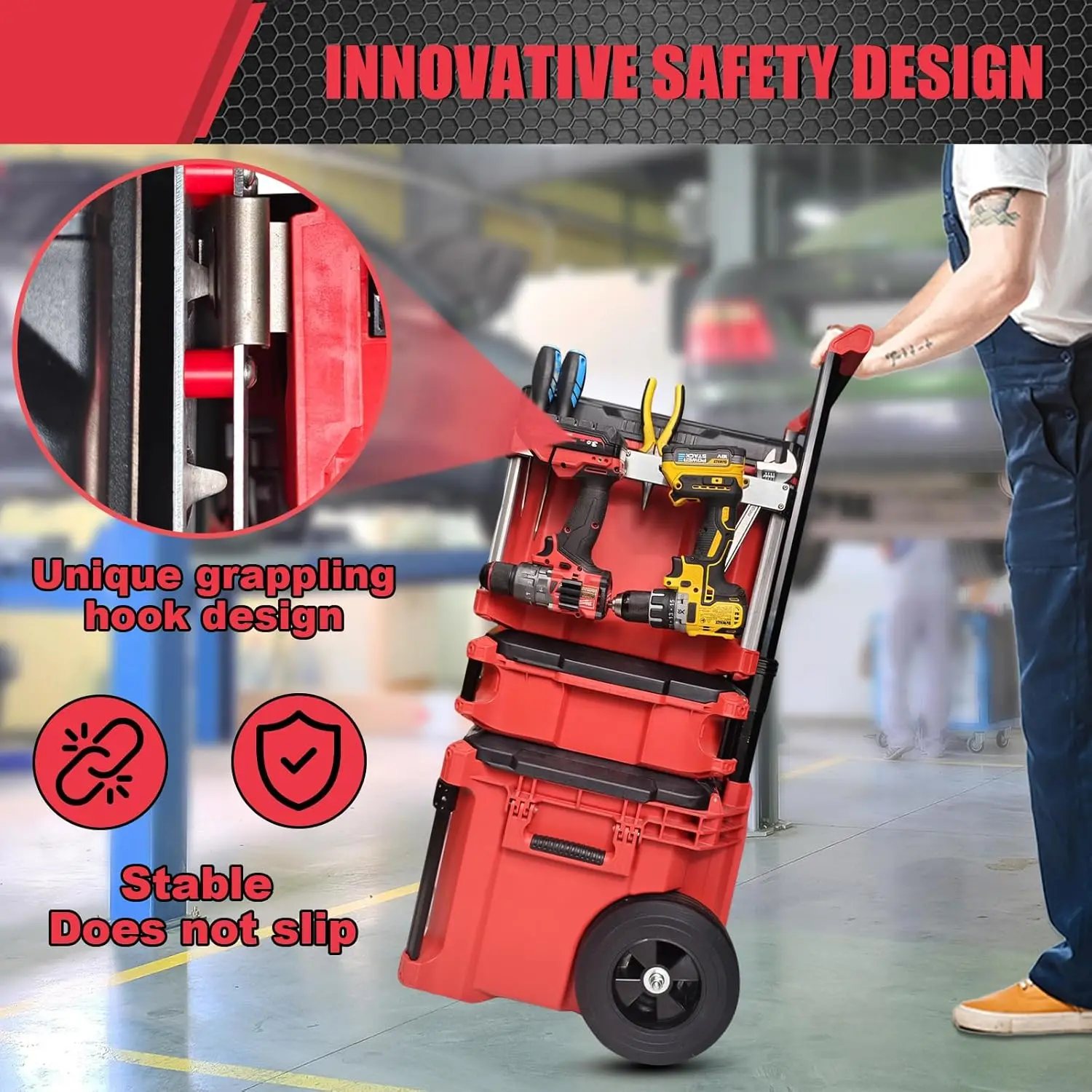 Tool Hanging Holder Compatible with Milwaukee Packout Toolbox such as Power Drill, Tape Measure, Screwdrivers and Wrenches