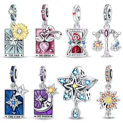 Hot Sale 2024 New 925 Sterling Silver Tarot Star Lover Charms Fit Pandora Original Bracelets Jewelry Making For Women Gift