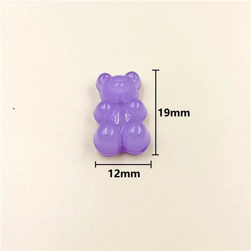 10pcs 12*19mm Jelly Color Luminous Cute Bear Beads DIY Bracelet Necklace Handmade Accessories Hairpin Material Vertical Hole