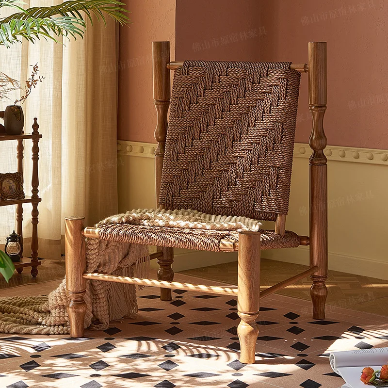 Medieval rattan seat weaving characteristic sofa chair leisure bed and breakfast hotel balcony