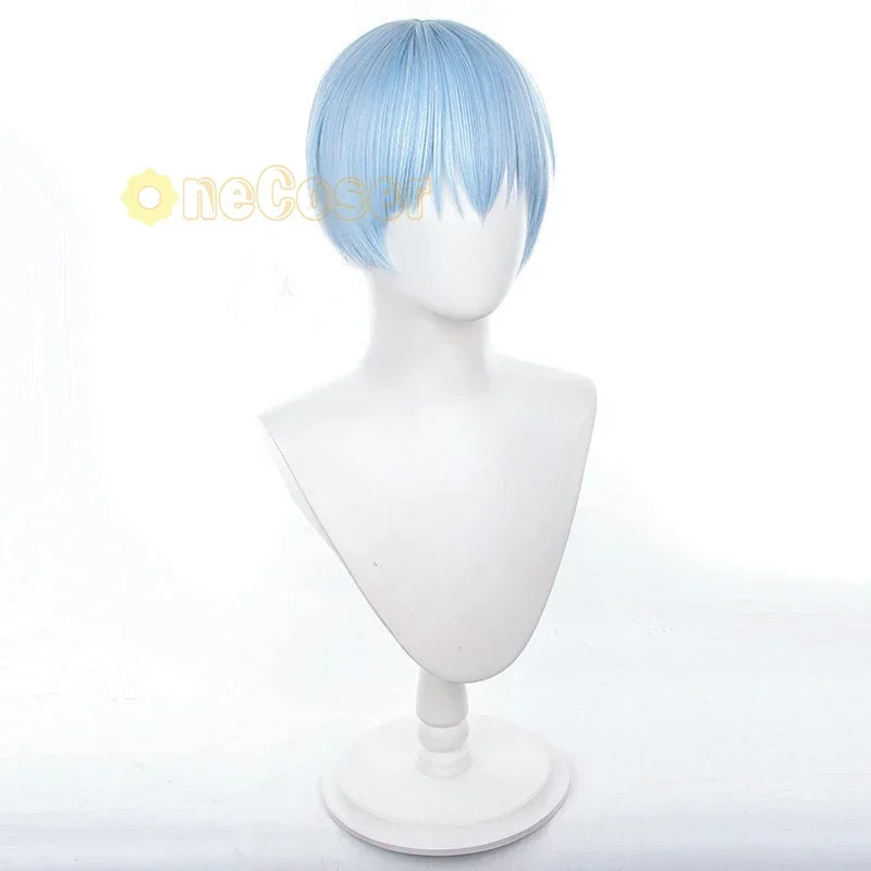 IN STOCK Sky Cosplay Wig Anime Freeze Beyond Journey's End Blue Short Hair Demon King Cheer Freeze Fiber Hair Wig Cap