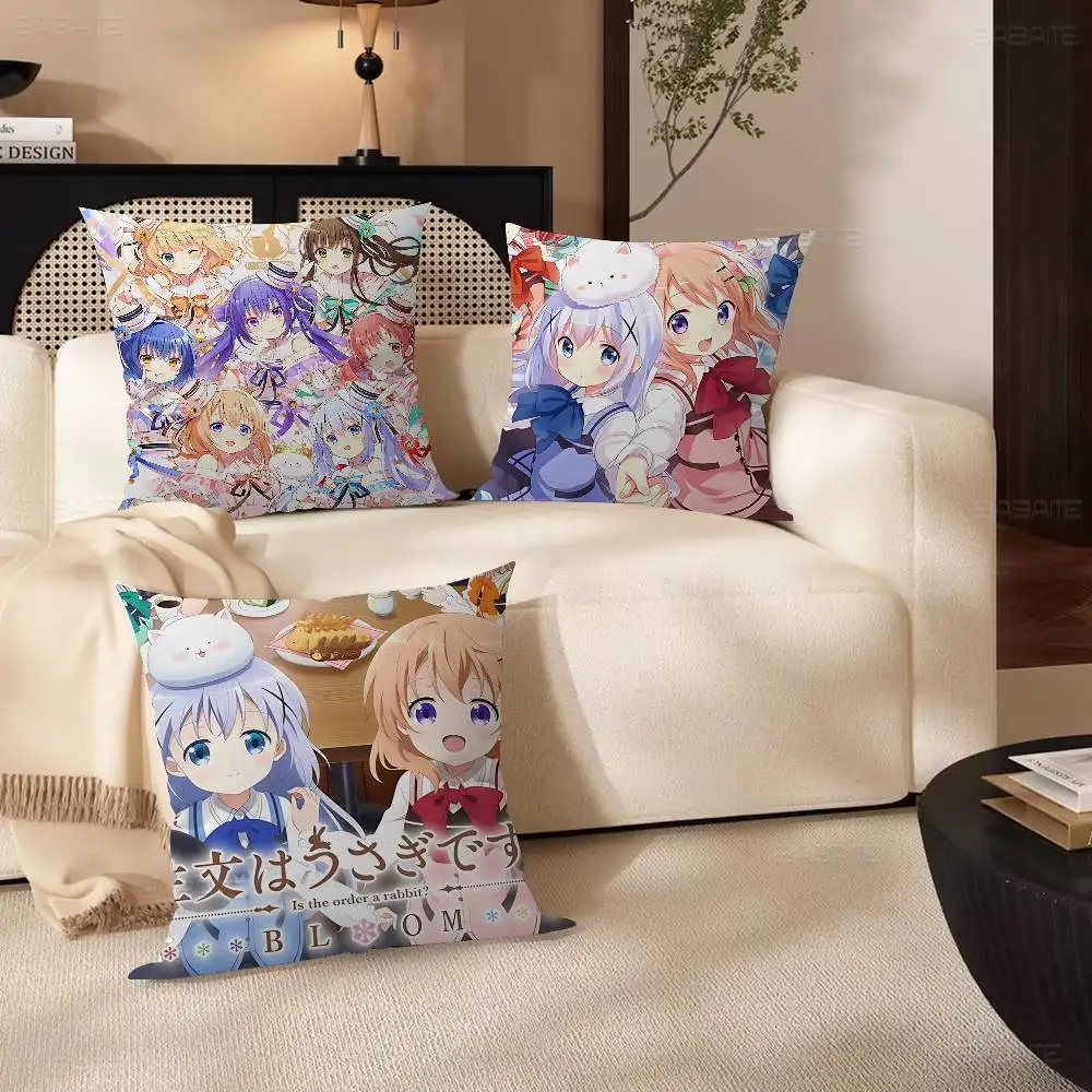 Popular Slice Of Life Anime Is The Order A Rabbit Cushion Cover Pillowcase Upholstery Sofa Throw Pillow Home Decor Pillowcas