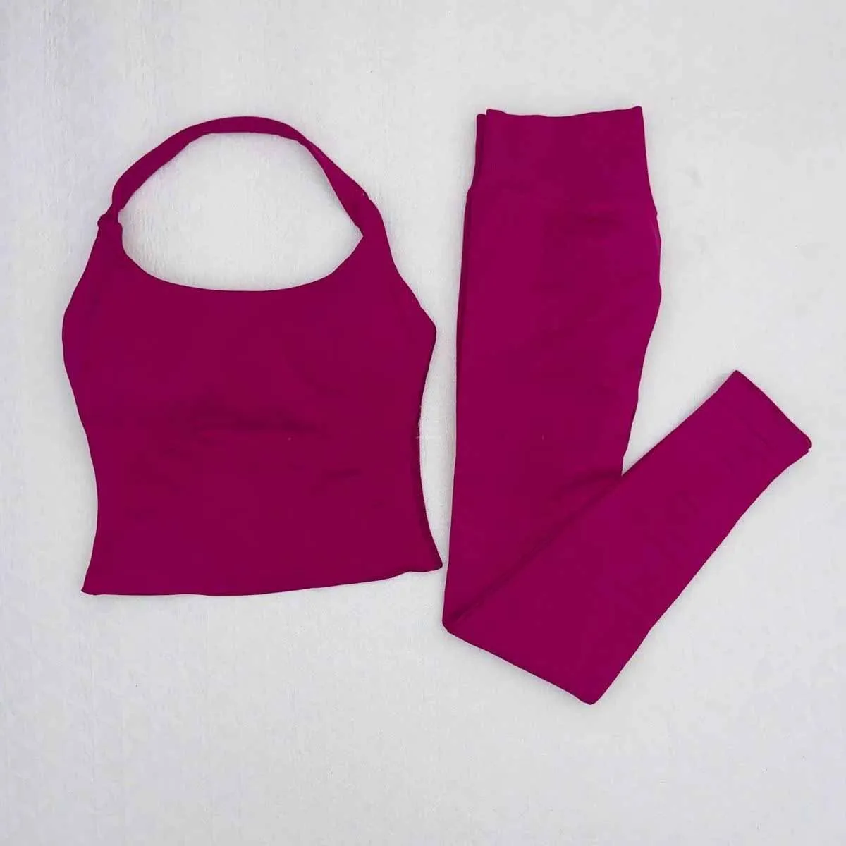 DFyoga, dos piezas, trajes de yoga, ropa, pantalones, conjunto para mujer, Top con cuello Halter, mallas deportivas, pantalón, conjuntos de entrenamiento de gimnasio, ropa de Pilates