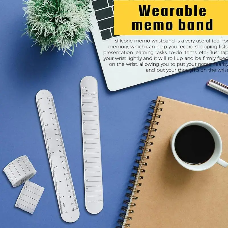 Wearable Notepad Silicone Memo Wrist Band Reminder Bracelet Waterproof to Do List Stap and Ruler Erasable Reusable