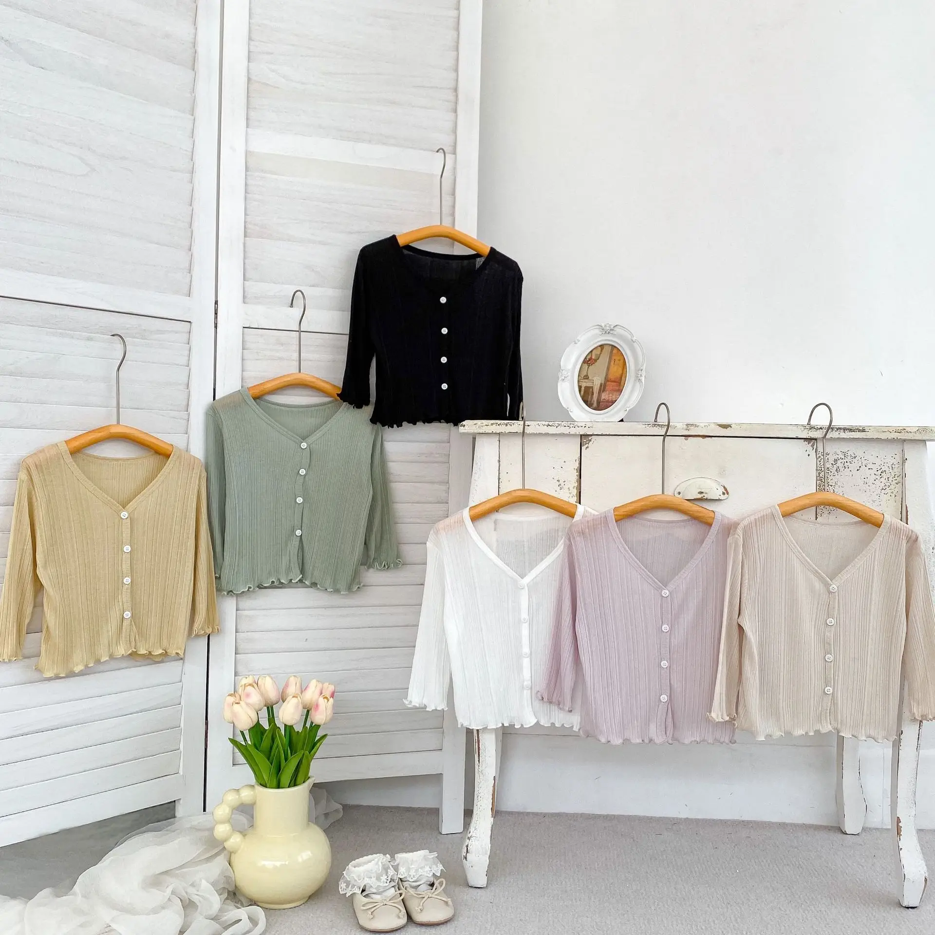2025 New Girls Sunscreen Clothes Solid Color Light Breathable Baby Summer Cardigan Jacket