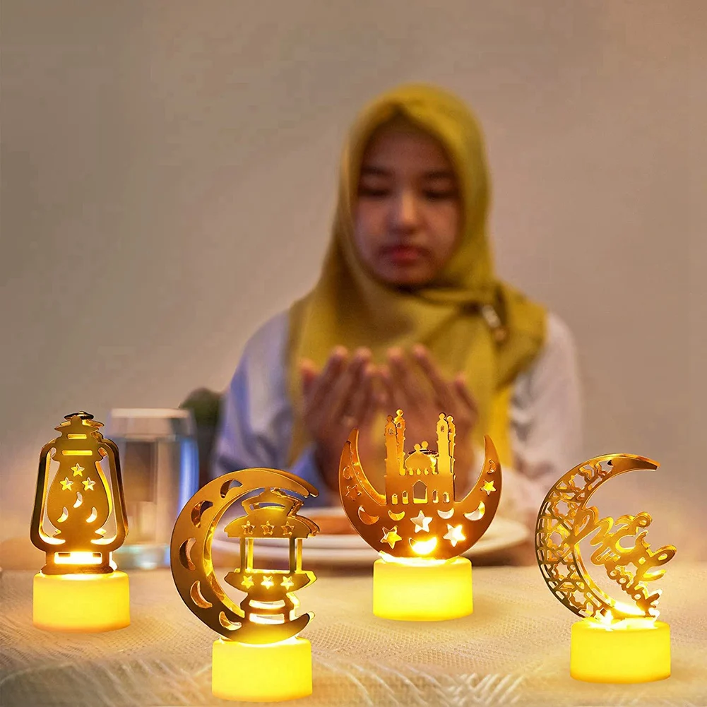 6 Pack Eid Mubarak LED Candle Lights Small Lantern String Electronics Light For Home