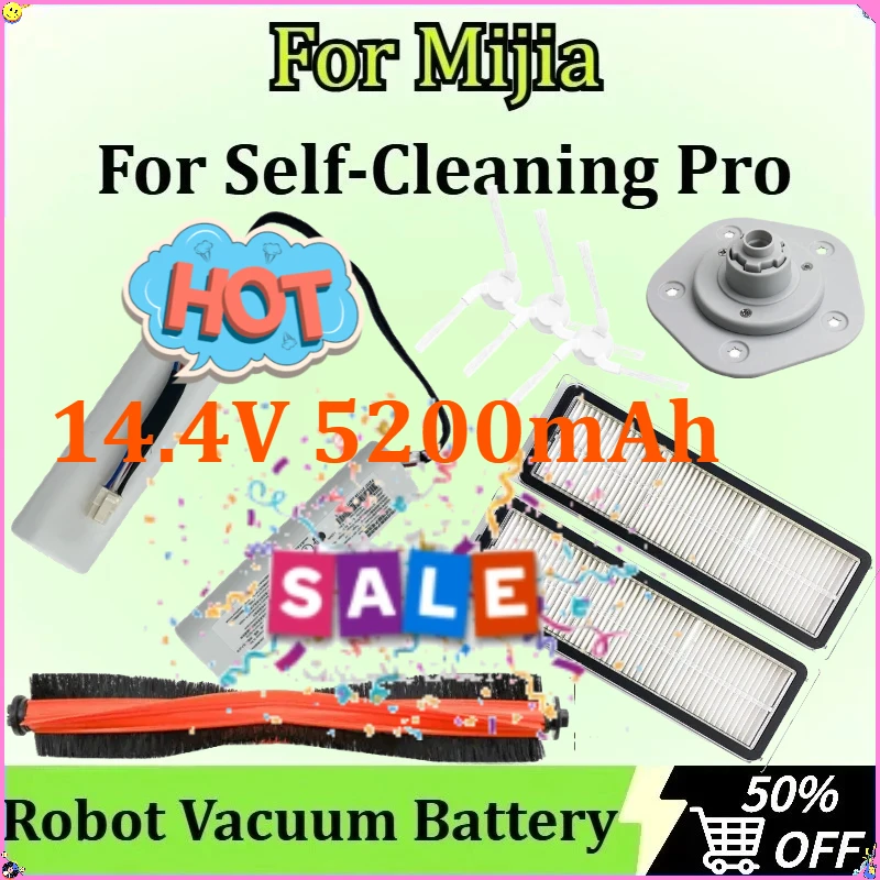 

With Side Brush/Filter/Rolling Brush/Mop Holder Replacement for Mijia Self-Cleaning Pro Robot Vacuum 14.4V 5200mAh Battery