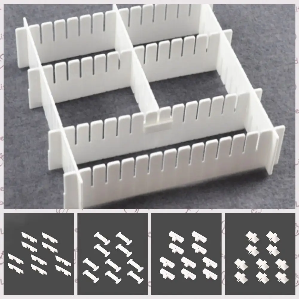 10PCS T/Cross/Three-way Type Cross Buckle Fixing Clip White Plastic Partition Extension Buckle Drawer Partition Accessories Sock