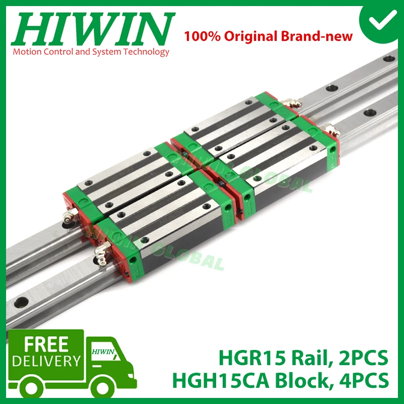 Original HIWIN Linear Guide HGR15 200 300 400 500 600 700 800 900 1000 1100 1200mm Rail HGH15CA Carriage Block ZA Preload C NEW