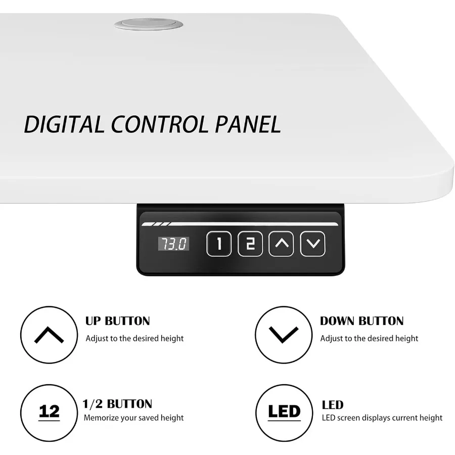 مكتب قائم كهربائي قابل للتعديل بارتفاع 55 × 24 مكتب كمبيوتر مع وحدة تحكم في الذاكرة لمحطة عمل المكتب المنزلي Erg