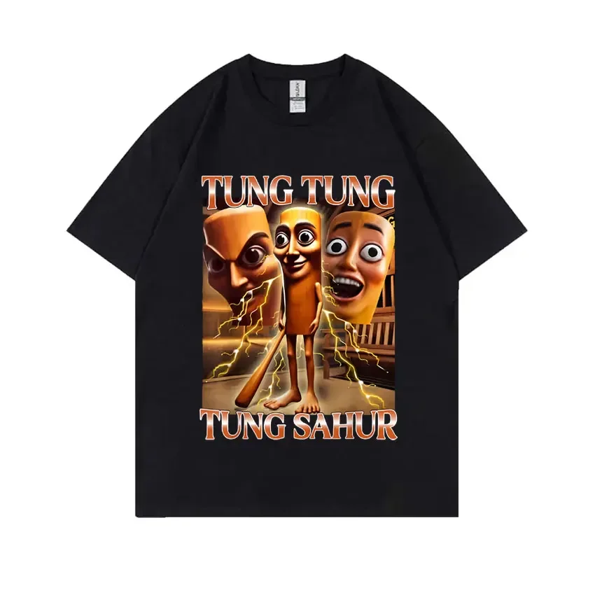 

Italien Brainrot Tung Tung Tung Sahur Tshirt For Men Tralalero Tralala Boneca Ambalabu Lirili Larila Hommes Men's Humor T-shirt