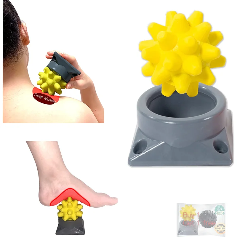 New Spiky Massage Ball With Base Extra Firm Fascia Ball for Yoga Fitness Myofascial Release Deep-Tissue Massage Foot Pain Relief