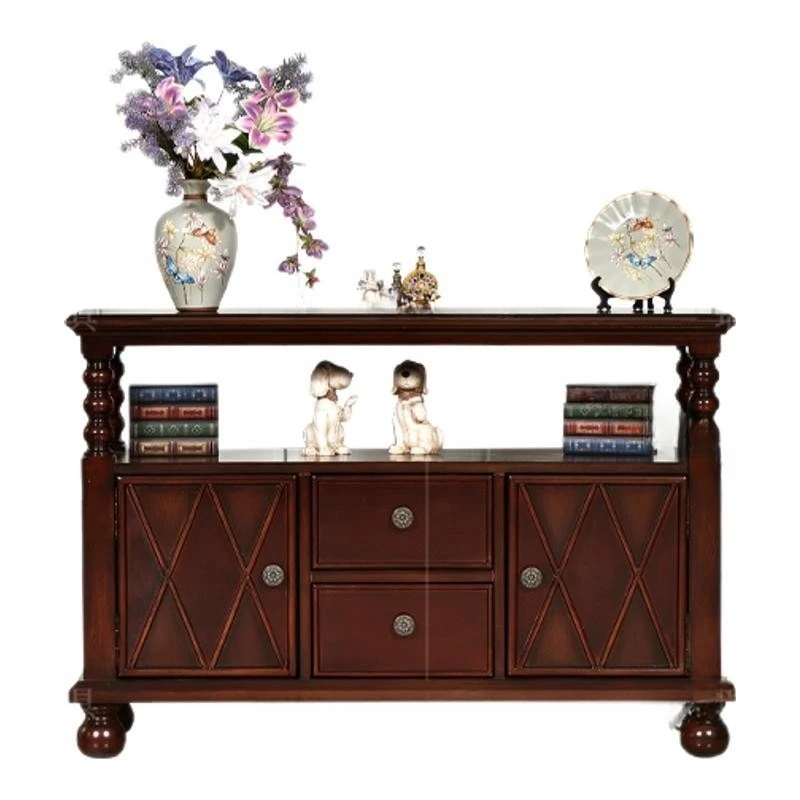 

American retro solid wood dining side cabinet living room sofa partition side cabinet