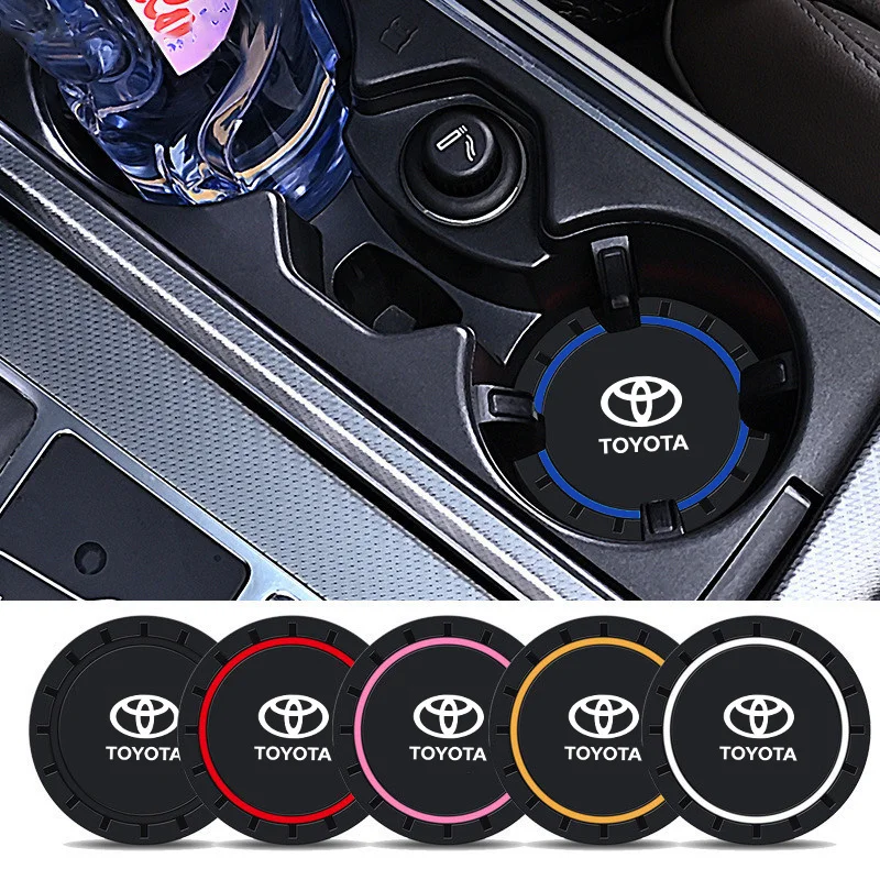 2PC Silicone Car Coaster Water Cup Slot Non-Slip Pad Auto Accessory For Toyota Chr Rav4 Yaris Prius Avensis Corolla Camry Auris