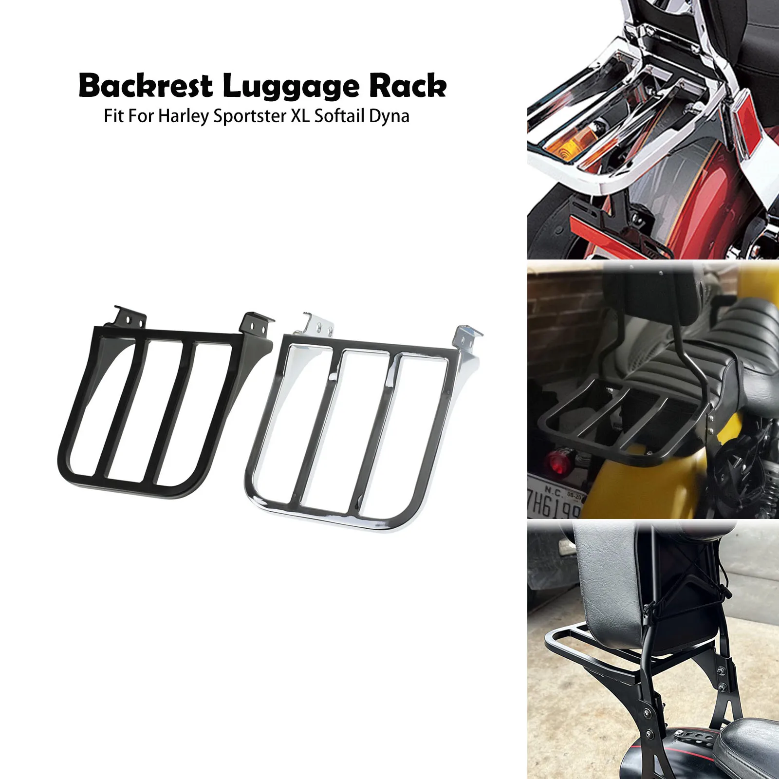 

Motorcycle Sissy Bar Backrest Luggage Rack Rear Carrier For Harley Sportster XL 883 1200 48 Softail Breakout Fat Boy FXDB Dyna