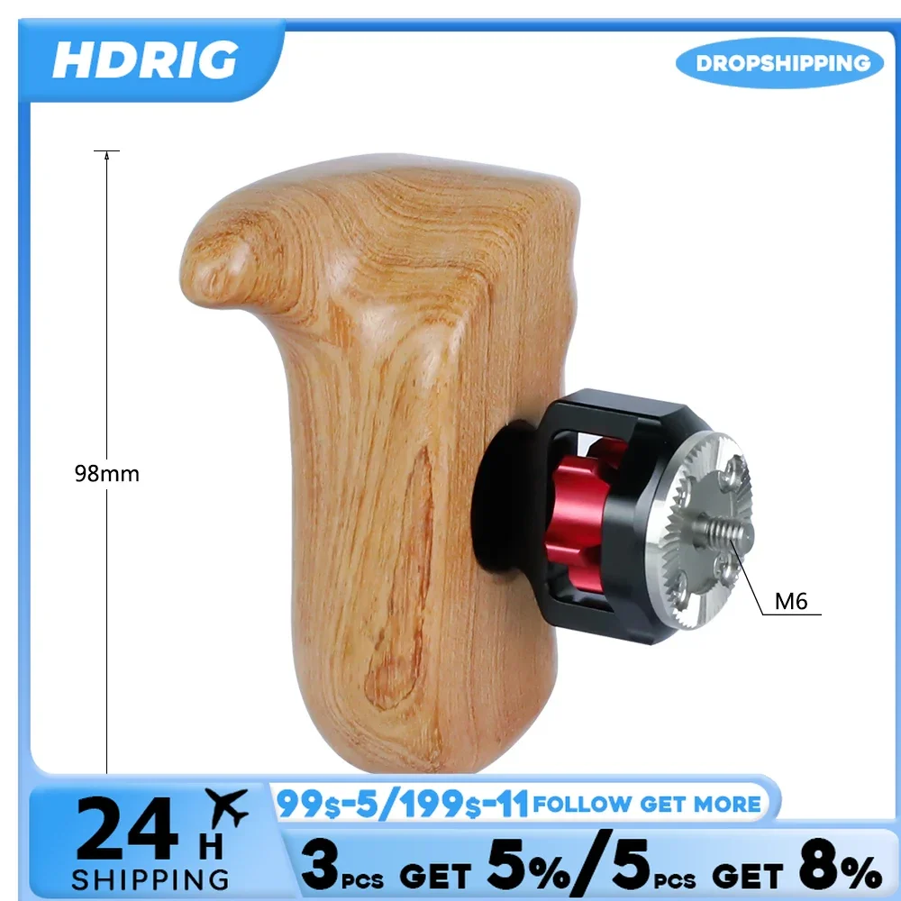 HDRIG Wooden Handle Grip Left Side with ARRI Rosette Mount Connector for DSLR RED Camera Cgae