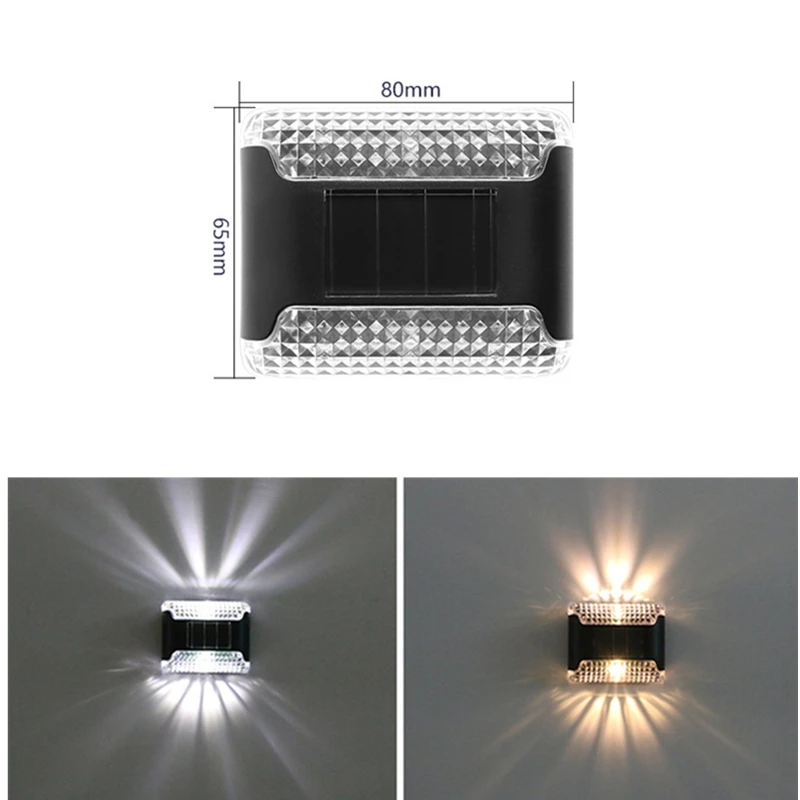 Imagem -04 - Solar Lâmpada de Parede ao ar Livre Iluminação Luminosa à Prova Impermeável Água Sensor Solar Lâmpada Jardim Decoração para Casa Parede Spotlight 16 Peças