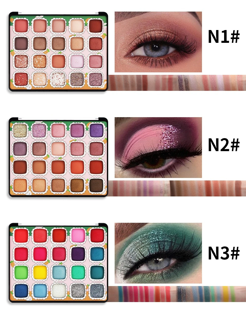 MISS ROSE Diamond Shimmer Eyeshadow Palette Matte & Fine Glitter Shades Ideal For Summer Makeup Professional Eye Cosmetic Tray