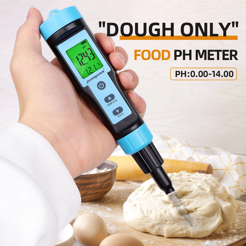 Food PH Meter 0.00~14.00 PH Temp Detector High Accuracy Digital Alkalinity Acidity Tester Pen for Meat Canning Cheese Dough