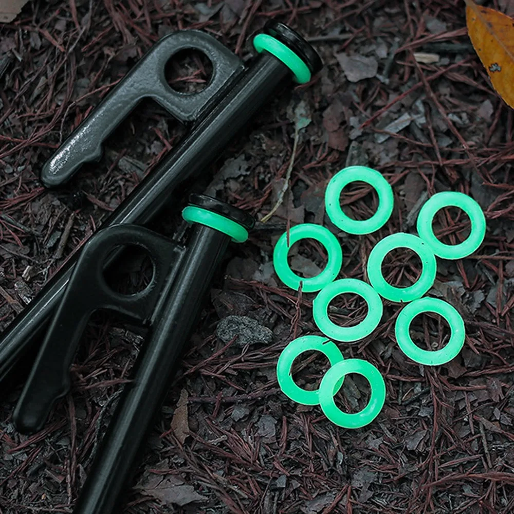 100 Pcs Silicone Tent Ground Nail Luminous Loop O-Loop Multifunctional Fluorescent Loop Night Fishing Warning Loop Night Fishing