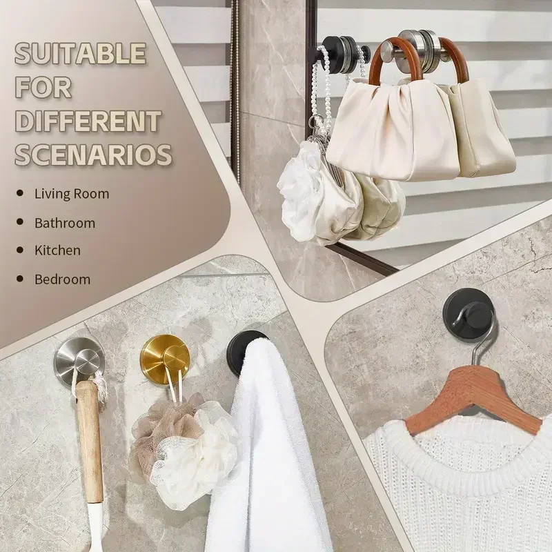 New 1/2pcs Vacuum Suction Cup Hooks Punch Free Bath Sucker Hook Wall Hook Hanger Glass Kitchen Bathroom Hooks For Towel Handbag - view 3
