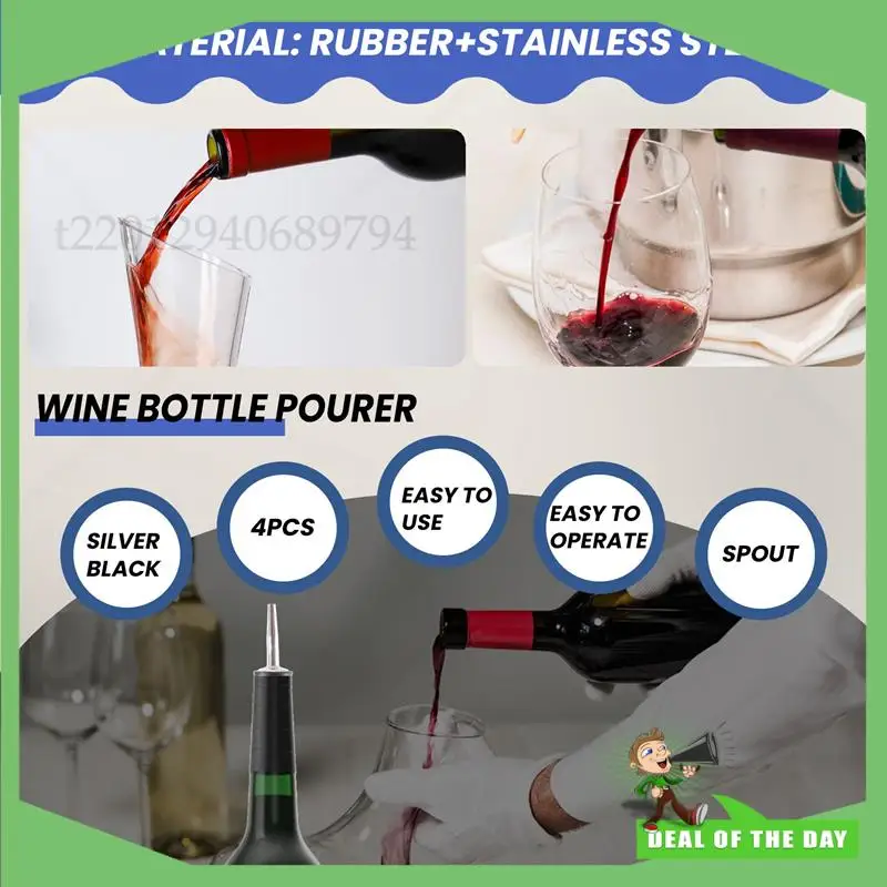 -ABPO 4 قطعة الفولاذ المقاوم للصدأ ويسكي الخمور النفط زجاجة نبيذ المدفق غطاء صنبور سدادة الفم موزع نادل المنزل بار الطرف الوصول