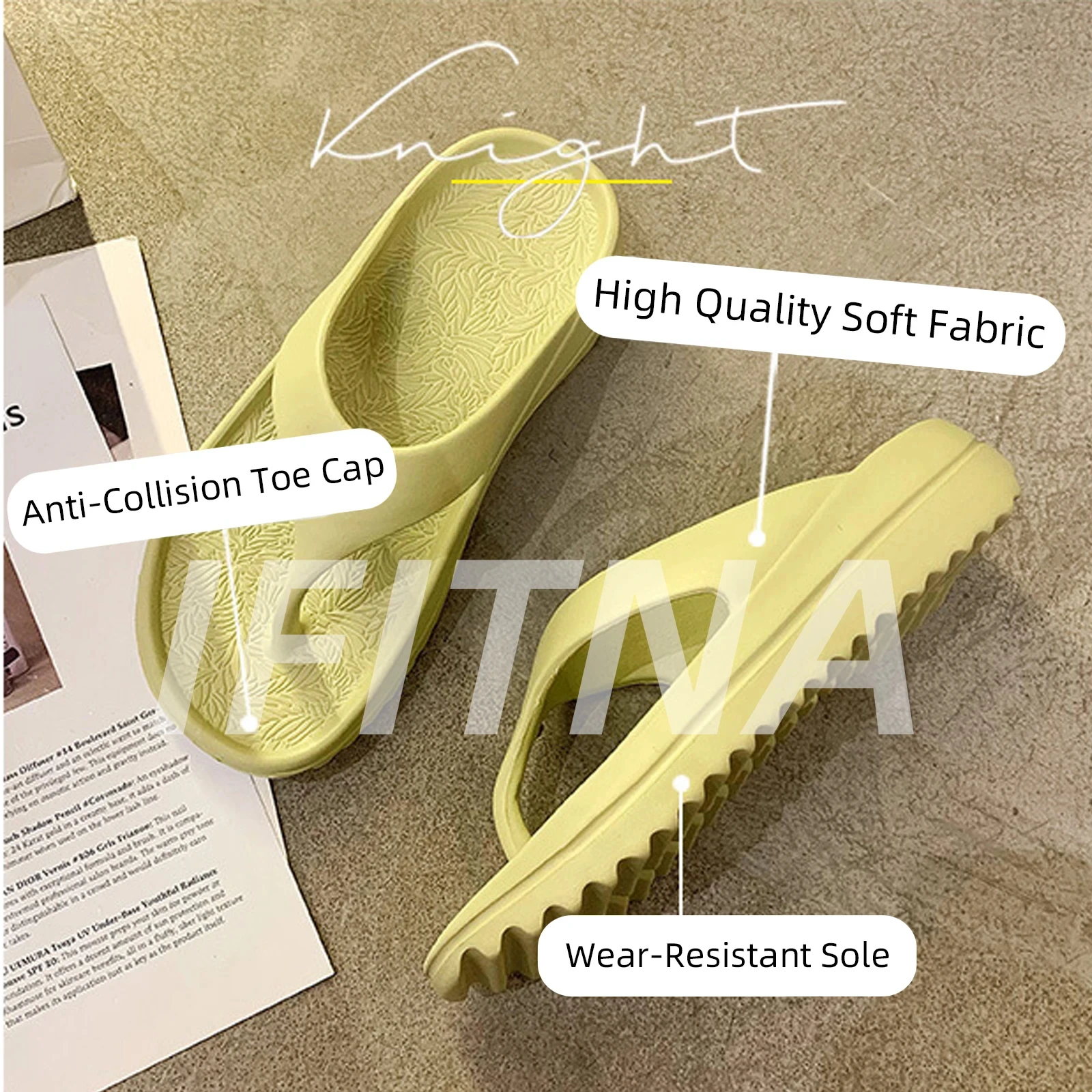 Men's and women's flip flop sandals, soft, pillow-like comfort, suitable for indoor use, beach outings, summer wear ID