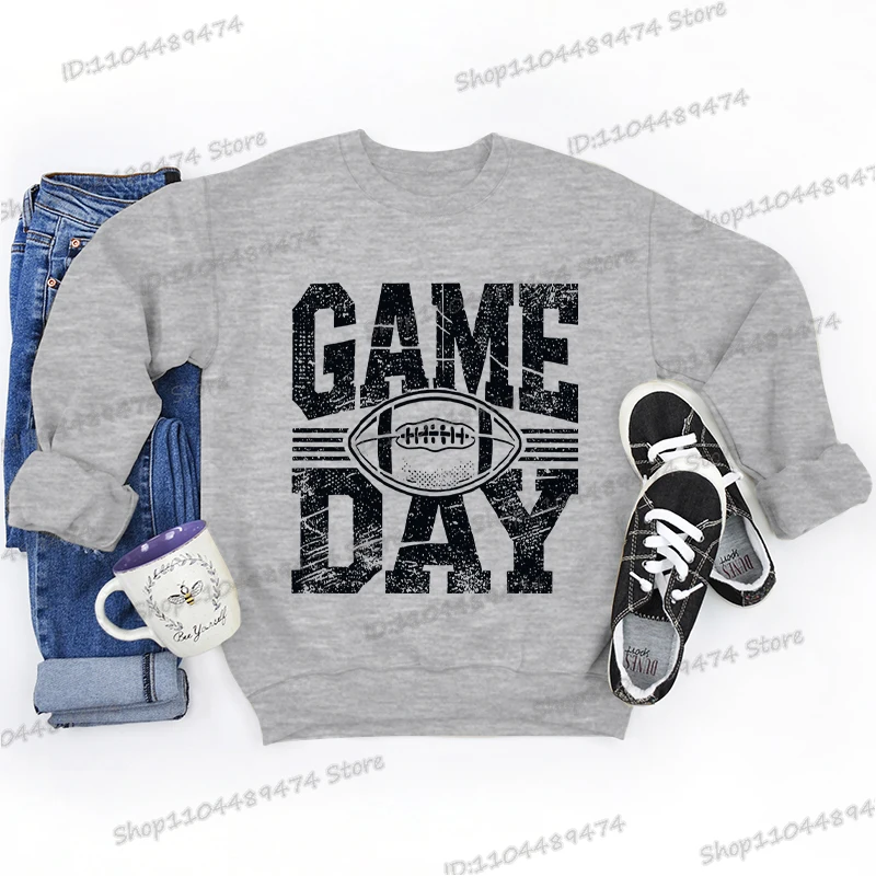 Game Day American Football Damenbekleidung Vintage Rugby Rugby Bedruckt Herbst Winter Pullover Fleece Fußball Sweatshirts Geschenke