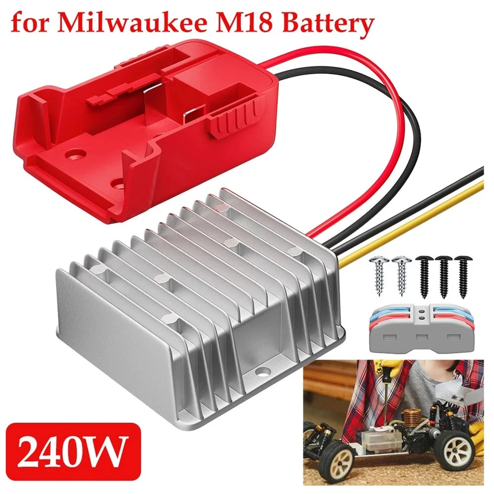 

Понижающий преобразователь 18 В до 12 В для Milwaukee M18, адаптер батареи Power Wheel, инвертор постоянного тока 12 В, 20 А, 240 Вт, автоматический понижающий преобразователь