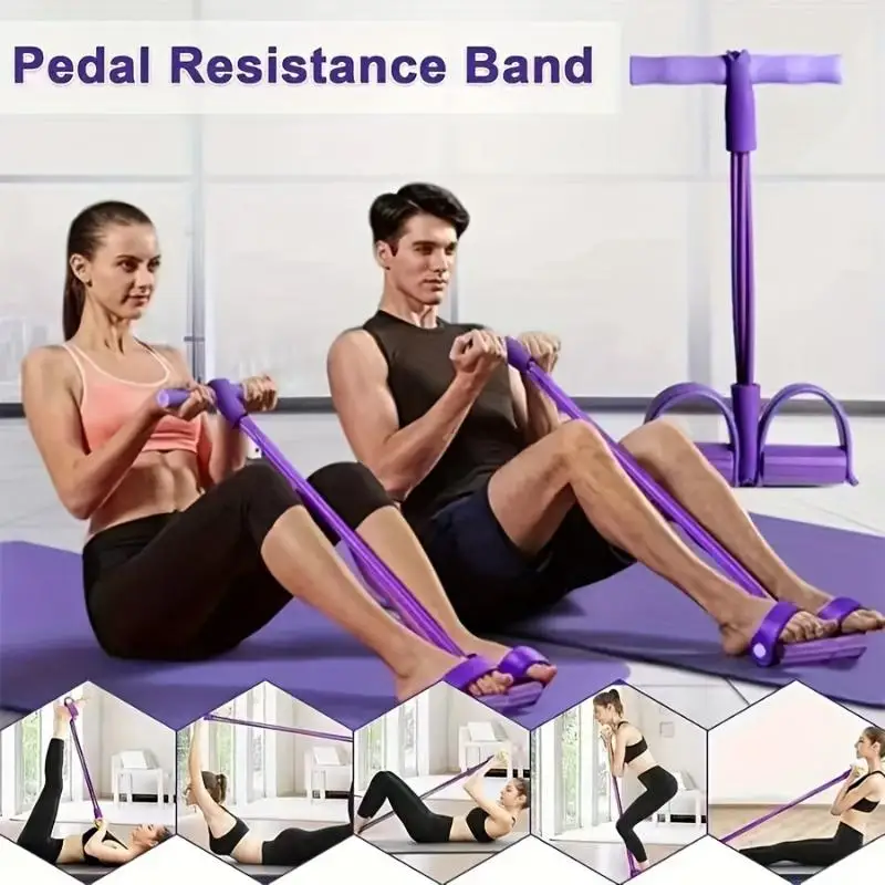 4/6/8Tube Tensioner Multi-Functional Household Fitness Yoga Abdominal Strengthening Elastic Band Tension Rope Sit-Up Assistive