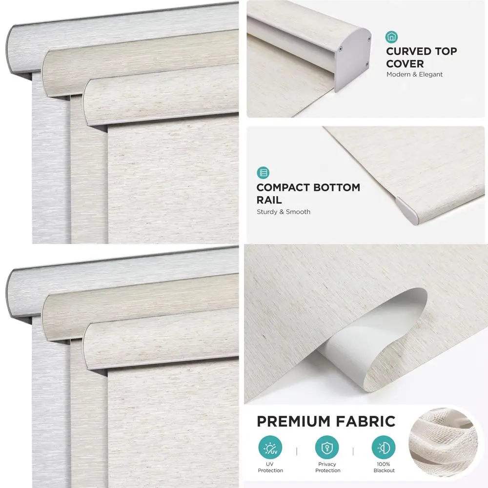 

Беспроводные рулонные шторы из тканого материала, затемняющие, с изогнутым карнизом, термоизолирующие для конфиденциальности и защиты от УФ-излучения, 22x64