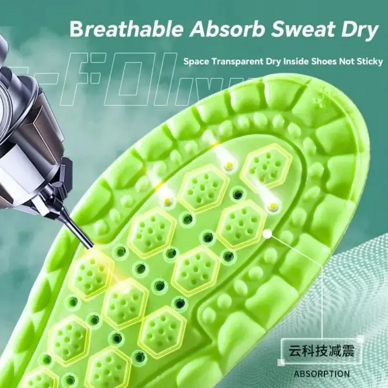 1 Paar Sport Orthopädische Einlegesohlen für Schuhe PU Luftpolstersohle Weiche Stoßdämpfung Deodorant Atmungsaktive Laufeinlagen – Detail 11
