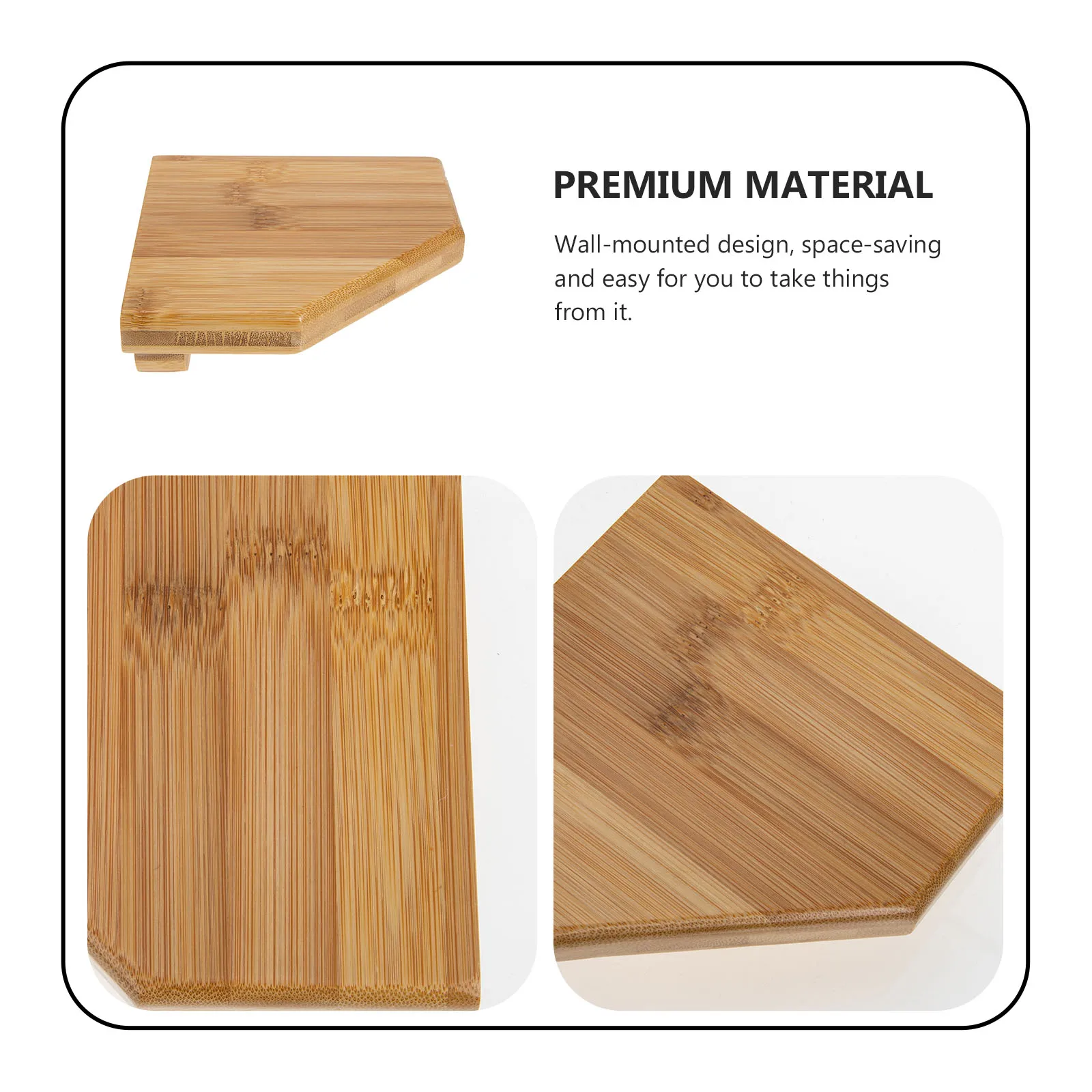 

1 set Corner Wall Shelf No Drill Bamboo Material Bathroom Bedroom Room Storage Rack Triangle Design Sturdy Home