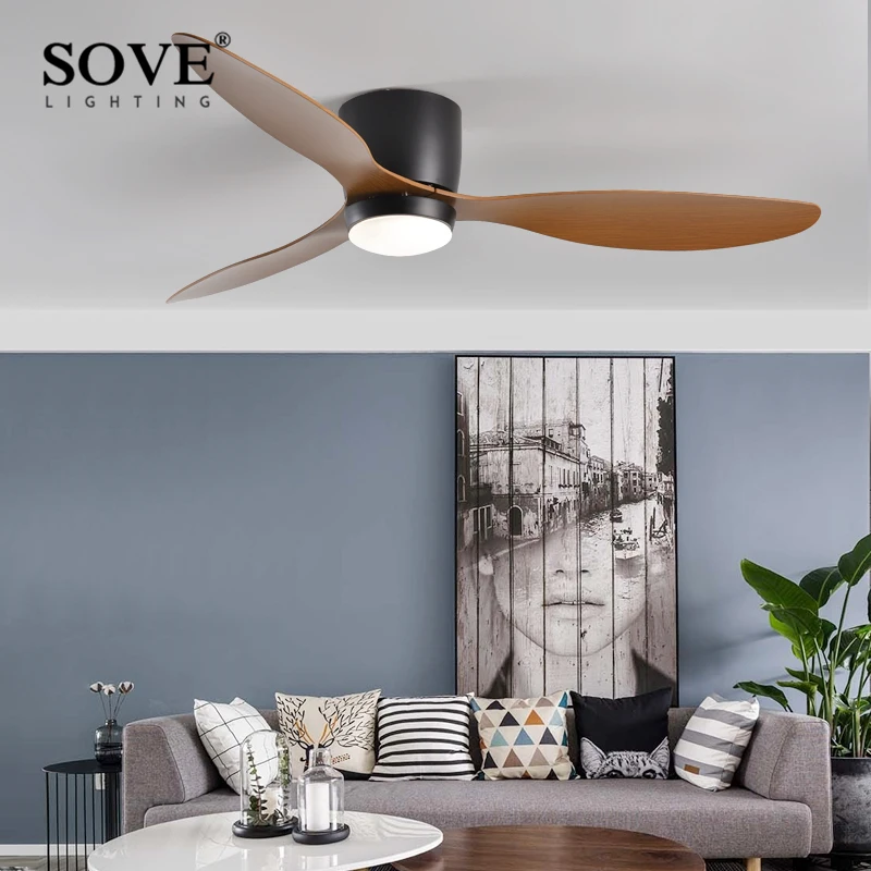 SOVE Modern Ceiling Fan With Light,42 Inch/52 Inch Low Profile Ceiling Fan with remote control, For Indoor and Covered Outdoor