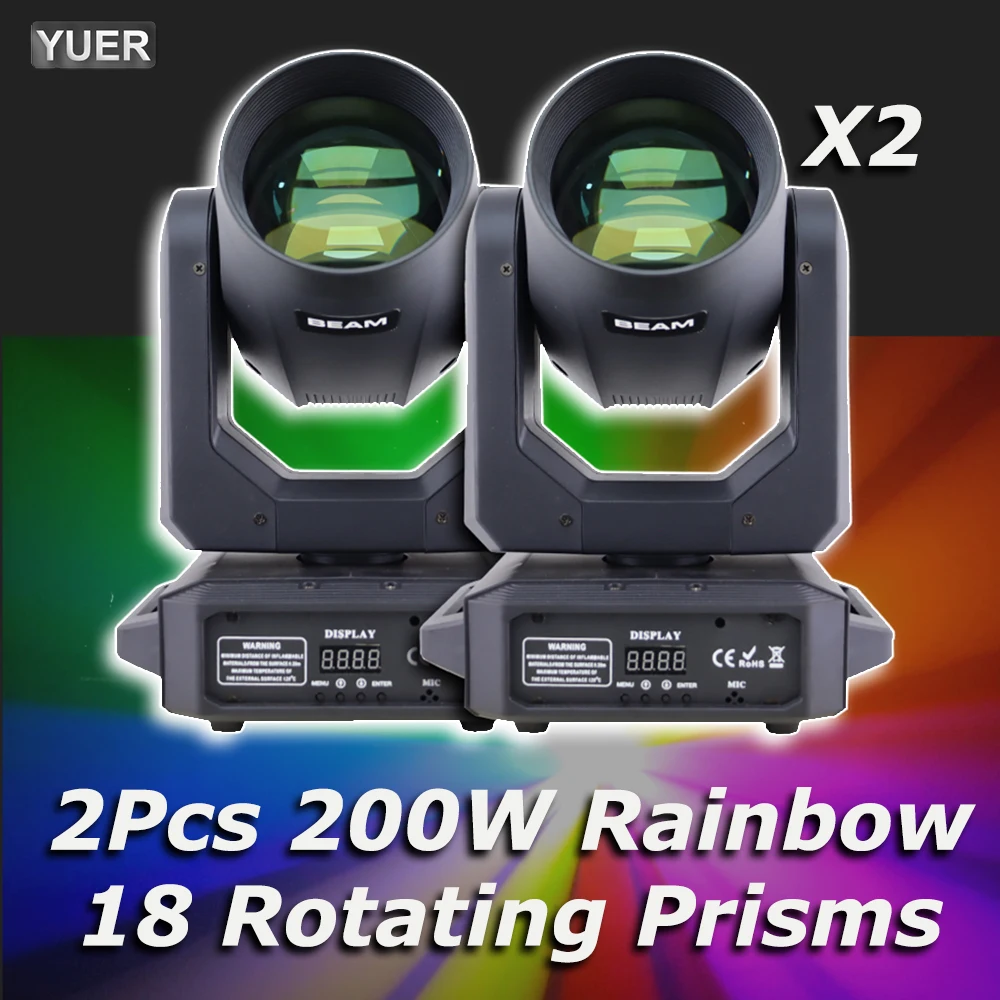 2Pcs/lot NEW 200W LED Moving Head Light Beam+Spot+18 Rotating Prisms+Rainbow Effect Dj Dmx Stage Light Effect Light Disco Dj Bar