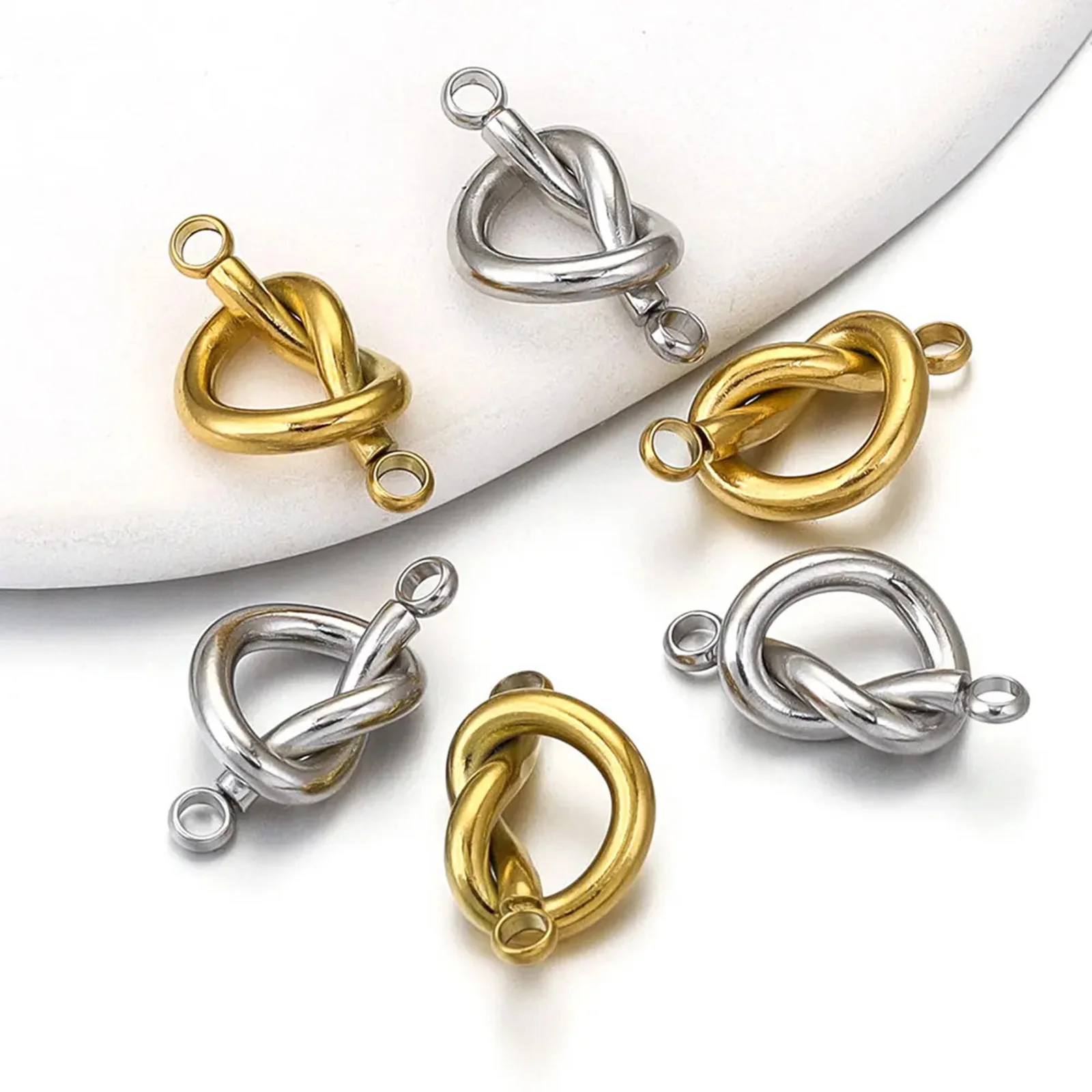 1PC Creative 304 Stainless Steel Knot Love Connectors For Necklace Making Knotted Pendants Jewelry DIY Findings 17mm x 9mm
