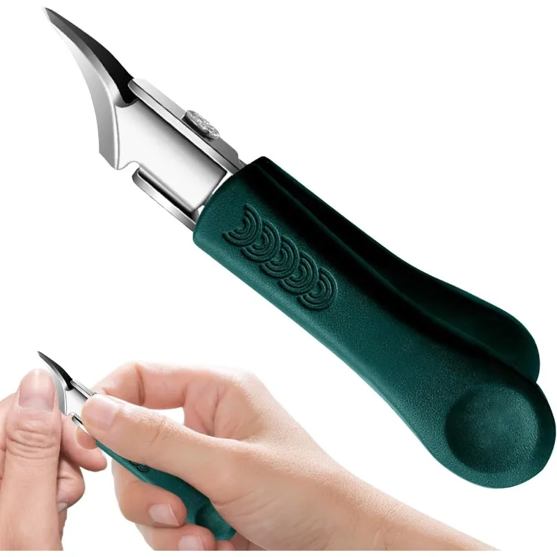 Heavy Duty Stainless Steel Nail Trimmer for Thick Ingrown Nails Ultra Sharp 25 Degree Angled Blade with Safety Soft Grip for Sen
