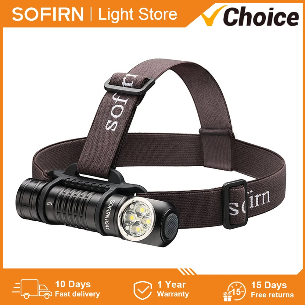 SOFIRN HS41 4000lm 21700 USB C ไฟหน้าแบบชาร์จไฟได้ 6500k SST-20 LED ที่มีประสิทธิภาพไฟฉายตัวบ่งชี้แม่เหล็กหาง