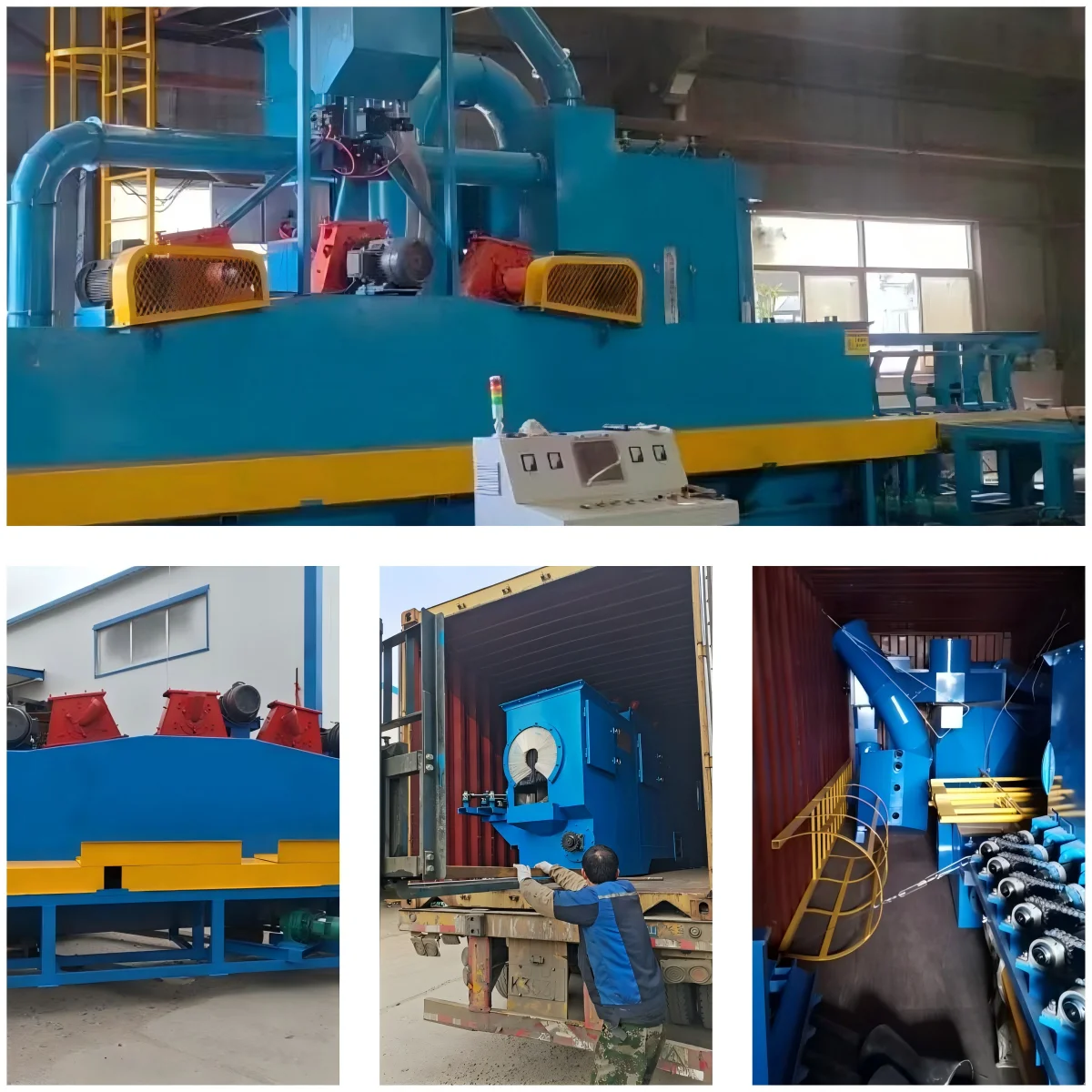 Máquina de limpieza de chorro de tiro de cilindro industrial con diseño de reducción de ruido de entrada cero