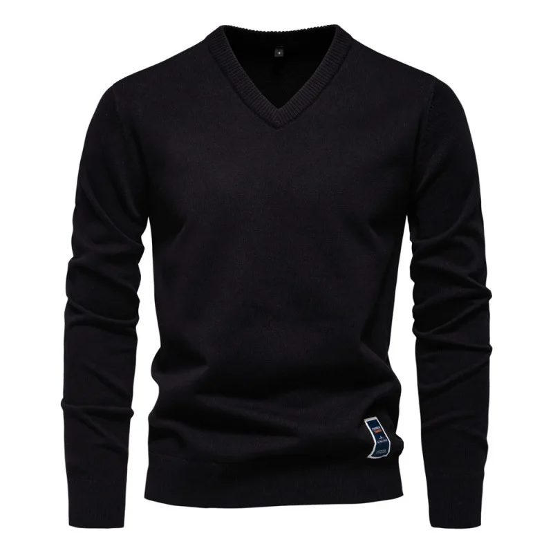 Autumn and Winter New Solid Color SweaterVTrendy Men's Sweater Men's Knitwear