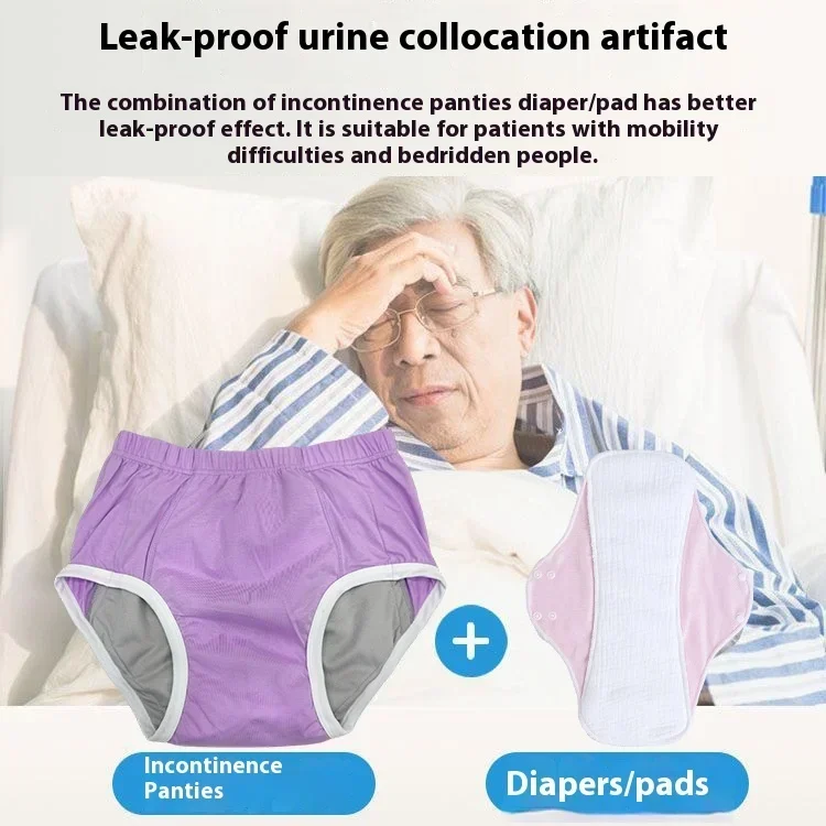 Reusable Adult Diapers for Elderly, Anti-Leakage Washable Incontinence Underwear with High Absorbency for Urine Protection